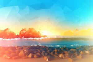 low-poly été plage génératif ai photo