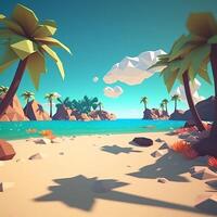 low-poly été plage génératif ai photo