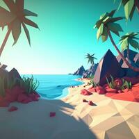 low-poly été plage génératif ai photo