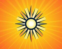 une sunburst icône sur un Orange Contexte génératif ai photo