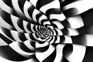 un abstrait noir et blanc image de une spirale génératif ai photo