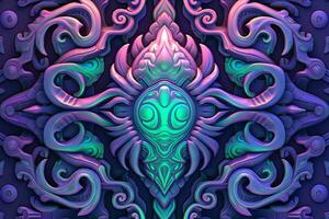 violet embrasé abstrait tentacule extraterrestre conception génératif ai photo