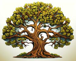 un illustration de un vieux arbre avec beaucoup branches génératif ai photo