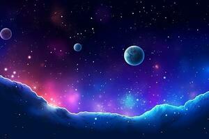 cosmique pente galaxie horizon pittoresque étoilé planétaire univers graphique illustration génératif ai photo