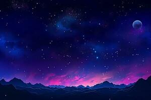 cosmique pente galaxie horizon pittoresque étoilé planétaire univers graphique illustration génératif ai photo