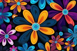 coloré vibrant main tiré unique fleurs graphique illustration Contexte génératif ai photo