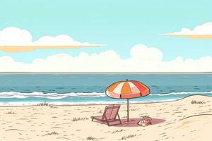 colorisé dessin de une été plage génératif ai photo