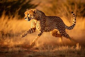 une guépard fonctionnement dans le sauvage. guépard. génératif ai photo