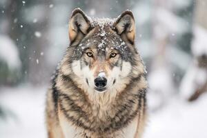 adulte Loup dans hiver neige. génératif ai. photo