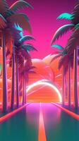 néon tropical synthwave thème 3d abstrait Contexte génératif ai photo