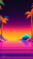 néon tropical synthwave thème 3d abstrait Contexte génératif ai photo