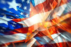 patriotique américain drapeau abstrait Contexte génératif ai photo