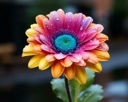 une coloré gerbera fleur avec l'eau gouttelettes sur il génératif ai photo