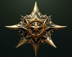 une d'or étoile avec un complexe conception sur il génératif ai photo