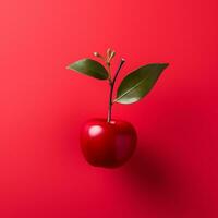 une rouge Pomme avec une feuille sur Haut de il génératif ai photo