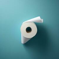 une rouleau de toilette papier sur une bleu Contexte génératif ai photo