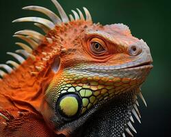 le tête de un iguane génératif ai photo