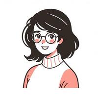 illustration de une femme avec des lunettes et une col roulé chandail. génératif ai. photo