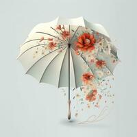là est une blanc parapluie avec Orange fleurs sur il. génératif ai. photo