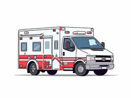 illustration de une blanc ambulance avec rouge rayures et lumières. génératif ai. photo