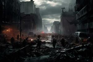 une palpitant et sinistre scène de une zombi apocalypse photo