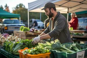 local Les agriculteurs marché avec super Frais produire photo