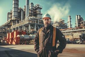 Puissance plante ouvrier à usine industrie , génératif ai . photo