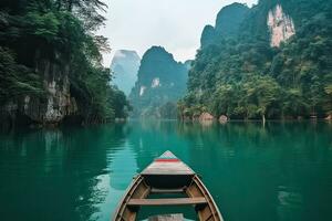 magnifique la nature scénique paysage vue Roche Montagne Khao sok nationale parc endroit dans Thaïlande, génératif ai photo