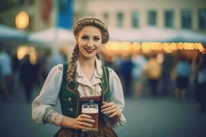 oktoberfest serveuse costume. produire ai photo