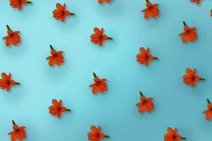 motif de fleur de cordia orange sur fond bleu