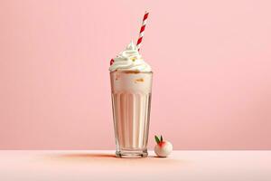 3d Lait secouer verre avec pansement de des fruits génératif ai photo