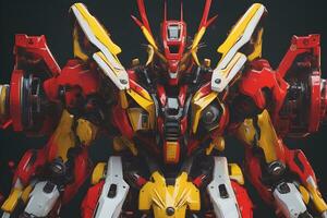 rouge Jaune Mecha gundam ai génératif photo