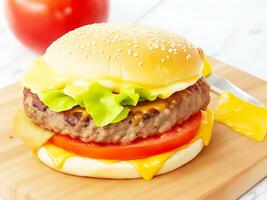 délicieux fait maison Hamburger et français frites photo