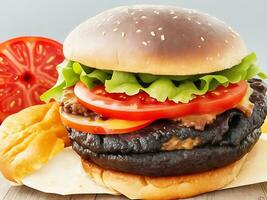 délicieux fait maison Hamburger et français frites photo