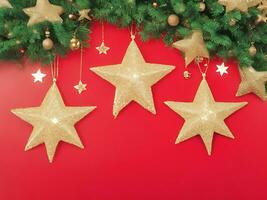 rouge Noël Contexte avec étoiles et lumière décoration photo