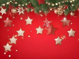 Noël Contexte avec rouge étoiles et décoration photo