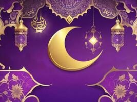 Ramadan thème affiche bannière avec violet et or Contexte photo