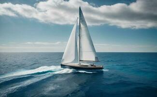 une luxe voile yacht avec paysage marin Contexte. photo