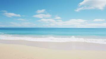 serein plage paysage avec ample espace dans ciel et des eaux ai génératif photo