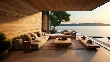 luxe vivant pièce décoration style avec en bois photo
