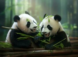 mignonne Panda sur Naturel Contexte photo