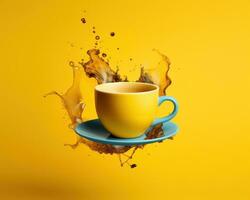 café temps concept dans Jaune couleurs photo