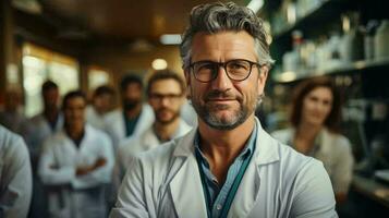 équipe de médical ouvriers médecins souriant dans hôpital, médicament et soins de santé concept photo