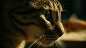 portrait de le mignonne chat en regardant. magnifique chaton à la recherche profond. généré ai. photo