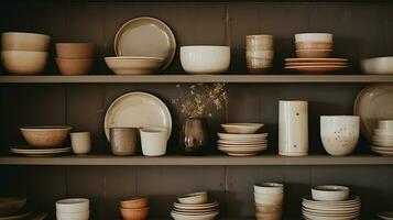 génératif ai, ouvré poterie, encore la vie de main fabriqué poterie et céramique boules, loisir et loisir concept photo