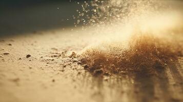 poussière particules pulvérisé par le vent. le sable sur le sol ou poussière sur le sol. génératif ai. photo