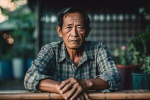 profil photo de une milieu vieilli asiatique homme ai généré