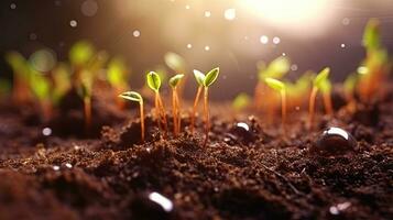 germination des graines de légume sur le Terre dans divers saisons, ai généré photo