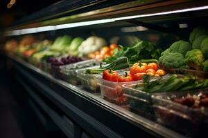 des légumes sur afficher dans une épicerie boutique photo