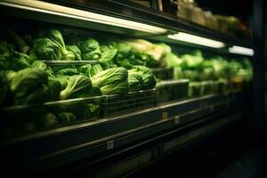 des légumes sur afficher dans une épicerie boutique photo